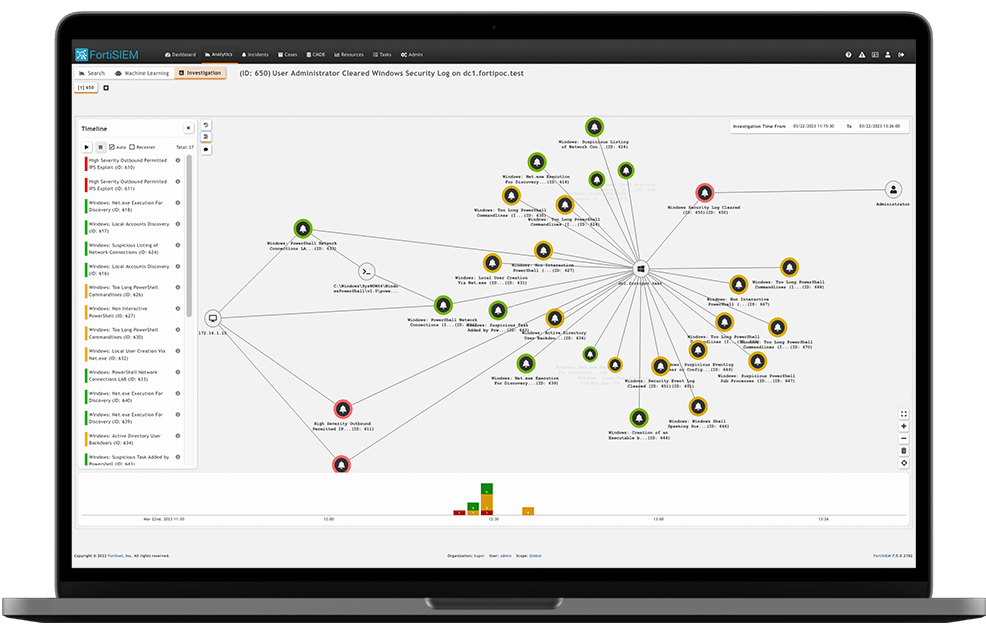 FortiSIEM security information and event management interface